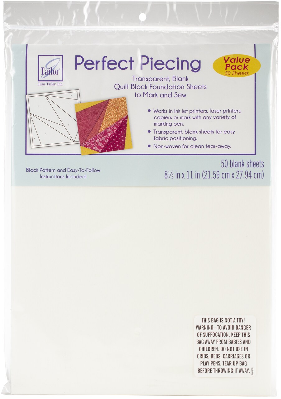 June Tailor Piecing Quilt Block Foundation Sheets 50/Pkg-8.5"X11"